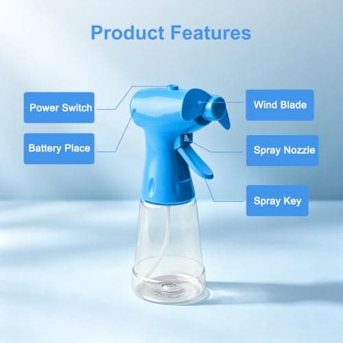FounAwesome Handheld Water Mist Spray Fan, Portable Battery Powered 500ML Large Capacity Cooling Fan With Adjustable Nozzle, Personal Air Cooler For Travel Summer Beach Outdoor Use(2PCS Orange) — view 3