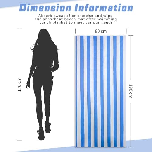 Vorvowry Microfibre Beach Towels for Adults Women Men Extra Large Lightweight Quick Dry Sand Free Travel Towel Double Sided Printing for Swim Sports with Mesh Bag 80×180cm Blue Stripes 1 Pack — view 4