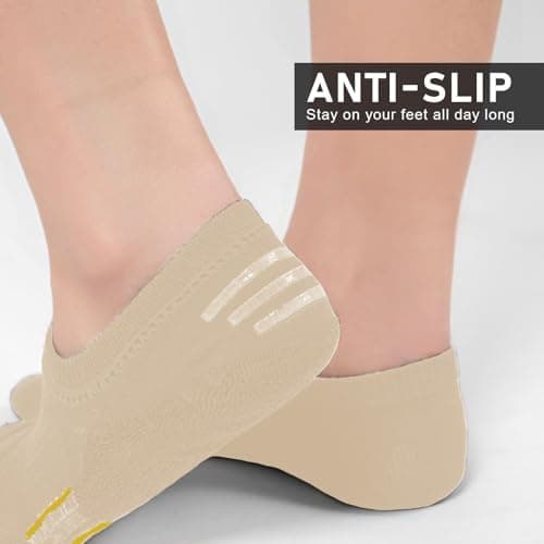 LXEASYGO 10 Pairs Invisible Trainer Socks for Women Non-Slip Silicone Stripes Ladies Girls Low Cut No Show Running Ankle Socks (UK, Alpha, One Size, Regular, Regular, 10 Pairs Skin) — view 4