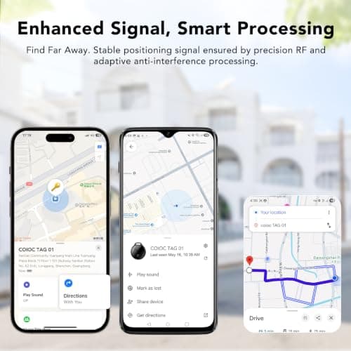 Air Tracker Tag 4-Pack: Tracker Item Finder For Google Find Hub or Apple Find My APP, 120dB Alarm Volume, Replaceable Battery, IP68, For Locate Keys, Luggage, Handbags, Wallets, Includes Lanyard. — view 4