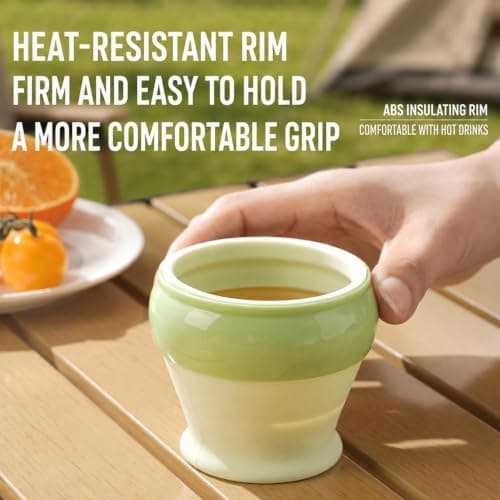 Collapsible Silicone Cup with Lid & Lanyard,Foldable Travel Mug for Camping — view 5