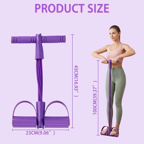 YANJINGSHE pedal resistance bands with handle, 6-Tube Purple Exercise Bands — view 2