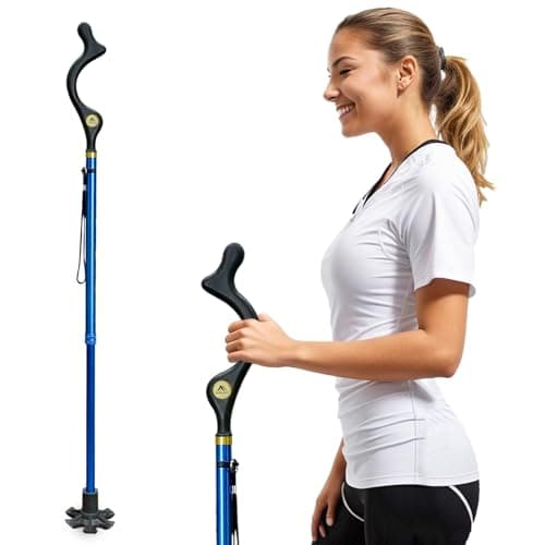 Walking Sticks Foldable for Men & Women Seniors for Balance,Self Standing Folding Cane,Height Adjustable Anti-Slip Lightweight Alloy Walking Stick Collapsable for Travel Mobility Aid (blue)