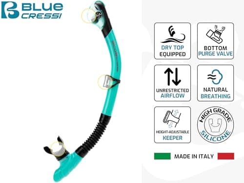 Cressi Tino & Scilla Combo Set - Split Strap Comfort in Adult Snorkel Mask Set - Tempered Glass Snorkel Mask - Clear/Blue Navy - One Size — view 3