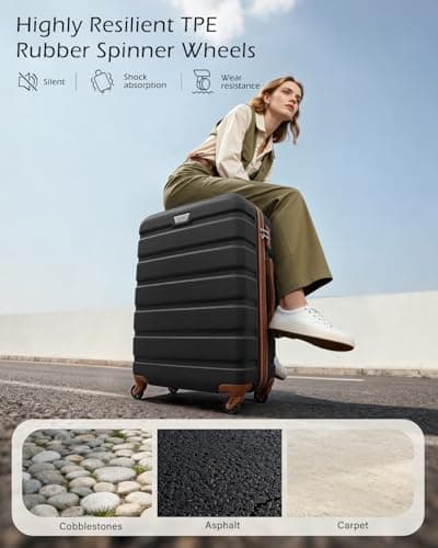 COOLIFE 3 Piece Luggage Set for Family,ABS+PC, Lightweight Durable Suitcase — view 3