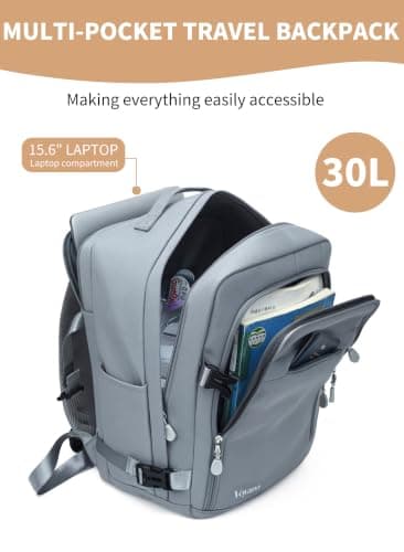 Voyana Travel Backpack, Cabin Bag, 40x30x20cm, fits 15.6 Inch Laptop, Ryanair, Wizz Air and other european carriers Compliant. Multiple pockets (Grey) — view 5