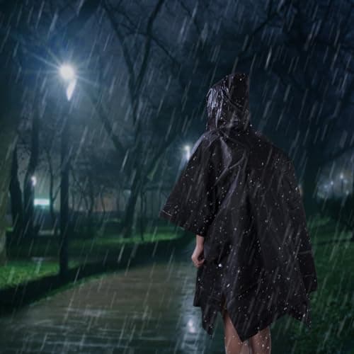 flintronic 2PCS Waterproof Poncho Adult, Reusable Rain Ponchos, EVA Rain Poncho, Lightweight Waterproof Raincoat with Hoods, Rain Cover Poncho for Camping, Hiking Travel Men Women (Black) — view 3