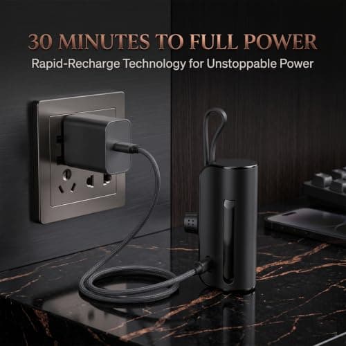 Nano Power Bank, Mini Portable Charger with Built-In USB C 5000mAh Battery Pack Fast Charging Pocket Size compatible for iPhone, for Samsung Galaxy, for Earbuds and for other devices — view 6