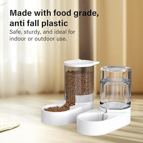 Automatic Food Feeder and Waterer Set 3.2L, 2 Packs Automatic Feeder and Waterer Set,Plastic Dog Food Dispenser and Dog Water Dispenser for Small&Medium Dogs Cats 30x15.5x25cm — view 4