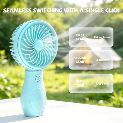 Mini Handheld Fan USB Rechargeable 3 Speed Portable Table Fan, Mini Fan Handheld, USB Rechargeable, 3 Adjustable Speeds, Travel & Commuting — view 3