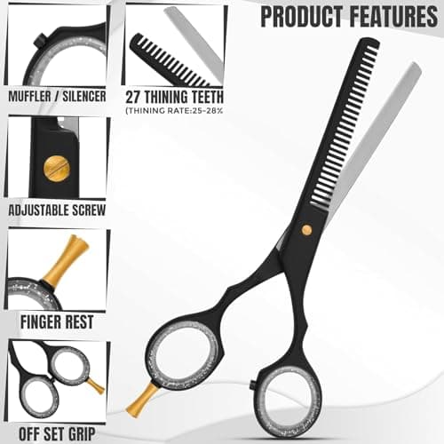 Professional Barber Kit with Leather Pouch – Includes Straight Razor, Hair Comb, 5.5" Barber Scissors & Thinning Razor – Portable Grooming Set for Haircutting, Styling & Shaving — view 2