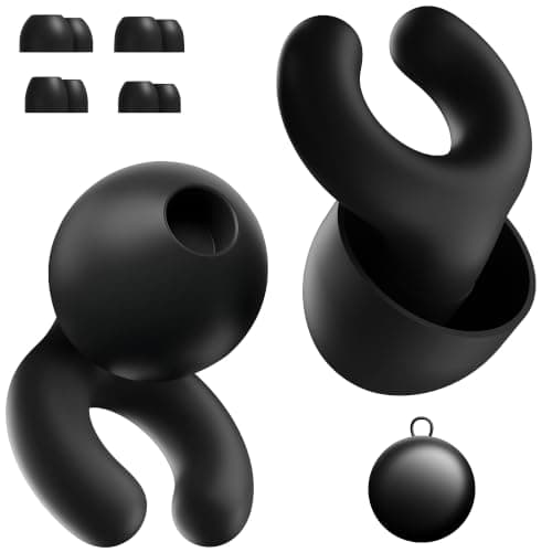 Ear Plugs for Sleep – Ergonomic C-Shaped Reusable Earplugs with 4 Tip Sizes for Side Sleepers, Travel, Work and Focus