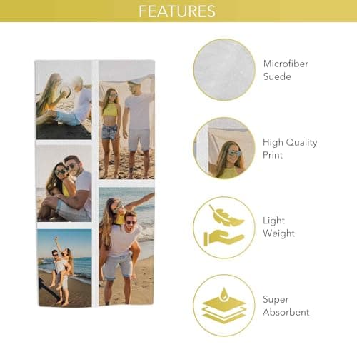 Print Maniacs Personalised Image Towel Custom Photo Beach Towel Microfibre Quick Dry Lightweight Travel Towel Sand Free Holiday Pool Gym Spa — view 3