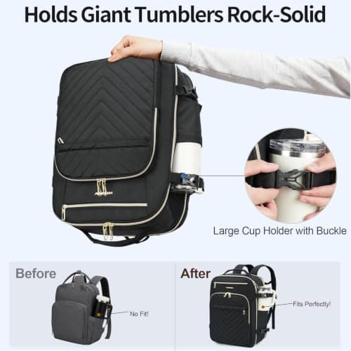 VANKEAN 40L Laptop Backpack Women Large Capacity College Travel Black — view 6