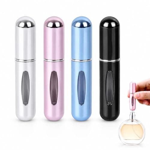 Livawnd 4pcs Perfume Travel Refillable, 5ml Travel Refillable Perfume Bottle Mini Dispenser Portable Sprayer for Outdoor Activity for Men Women (4 Colors)
