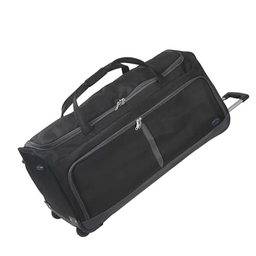 Aerostar 28" Medium Lightweight Duffle 2 Wheel Travel Bag Holdall Suitcase Check-in Luggage All Terrain (101L, Grey on Black)