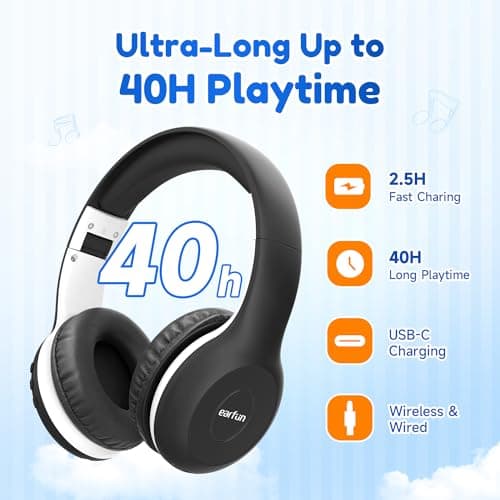EarFun K2 Kids Headphones Wireless with Mic 45H Playtime, Volume Limit — view 6