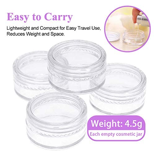 50 Pieces Sample Pots, Empty Cosmetic Jars Set Clear Round Travel Pots for Creams and Powder, 5g/5ml Small Sample Containers Plastic Jars with Lids for Women Make-Up Glitter Nail Art Storage Bottles — view 4