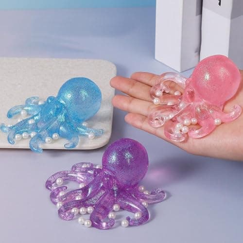 5.1 In Sparkling Octopus Stress Ball, Octopus Sensory Fidget Toy For Anxiety Relief, Squeez Stress Cute Animal sugar toys stress animal For stress rubber travel toys toys octopus classroom toy — view 6