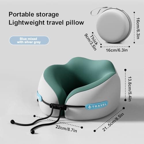 Vbvbip Pine Green Memory Foam Travel Neck Pillow - Ergonomic Support for Airplanes, Long Flights & Car Rides | Premium Comfort with Washable Cover & Portable Storage Box — view 2