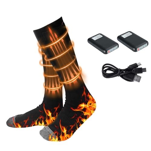 Heated Socks for Men Women,4000mAh Rechargeable Electric Heated Thermal Socks with Battery for Winter Foot Warmer Skiing Hiking Hunting (black)