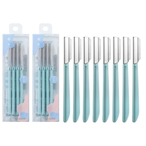 Lanjue 8 Pcs Eyebrow Razor, Dermaplaning Face Blades, Hair Remover, Green