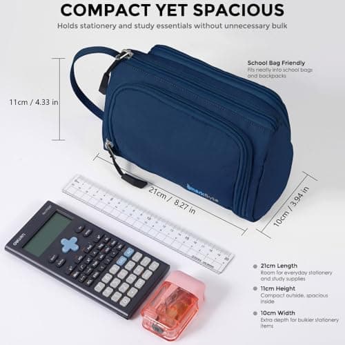 SharkByte Large Pencil Case Organiser, Big Capacity Study & Revision Stationery Storage Pouch with Compartments, Student Pen Holder for School, College, University, Accessories & Travel Supplies — view 5
