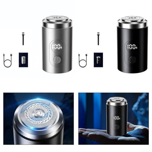 Electric Shaver, For Men, Waterproof USB-C Rechargeable Rotary, Compact Aluminum Alloy Travel Shaving Kit With 6 Blades, Portable Grooming Tool(Black) — view 6