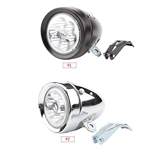 Bike Vintage Headlight, 6 LED Bike Front Light Retro Bicycle Headlight With Bracket Silver — view 4