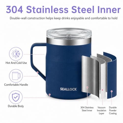Insulated Coffee Mug & Stainless Steel Tumbler -Travel Mug with Lid — view 3