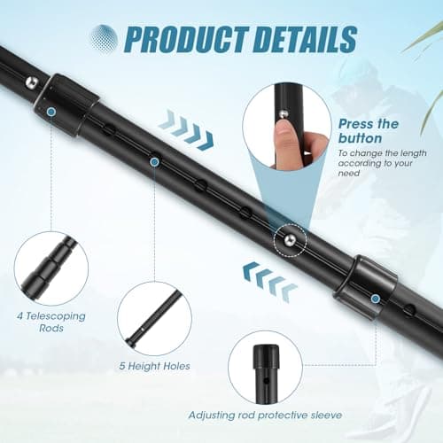 Golf Travel Bag Support Rod, Club Protector Pole Cover Aluminum Alloy Adjustable 4 Telescoping Section, Golf Support Stick, Golf Club Bag Accessories Support System for Golf Bag, Durable Portable — view 3