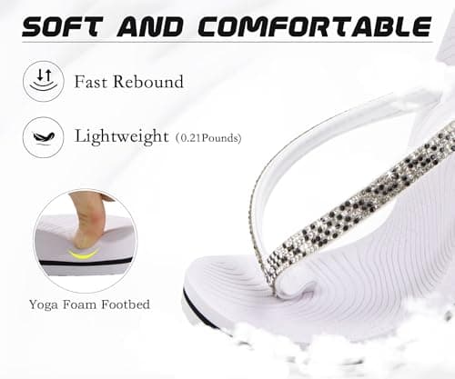 KuaiLu Women's Rhinestone Flip Flops Arch Support Yoga Mat Cushion Sandals — view 5