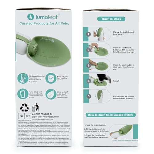 LumoLeaf Insulated Dog Water Bottle 27 oz Stainless Steel - Keep Water Cool or Warm, Portable Pet Water Bowl for Travel, Wide Mouth for Easy Ice Filling & Cleaning (Green, 27 oz) — view 3