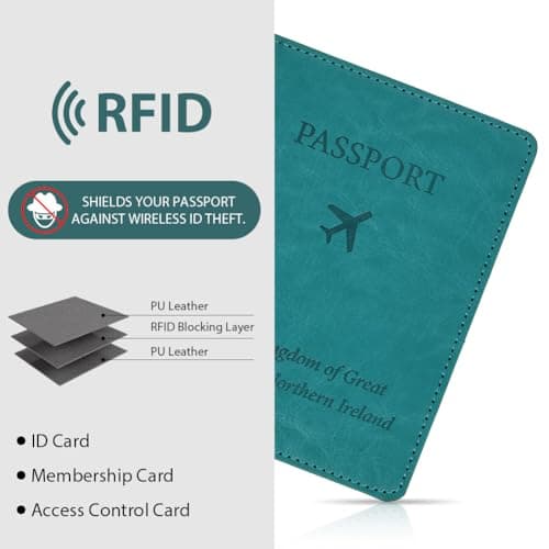 OFFCUP Passport Holder Cover, PU Leather RFID Blocking Passport Cover — view 4