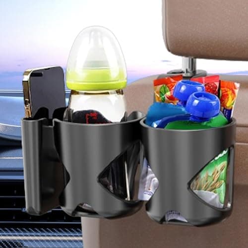 Seat Back for Food Tray with High Load Capacity, Seat Back with Drink Holder for Drinks Smartphone Keys Headphones Travel Road Trip — view 3