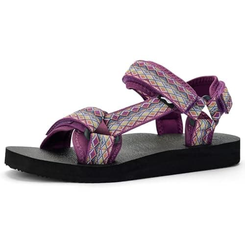 YOCCI Women's Sandals Hiking Sport Sandals with Arch Support Yoga Mat Insole Comfortable Walking Water Sandals for Beach Travel Athletic, Purple, 5.5 UK