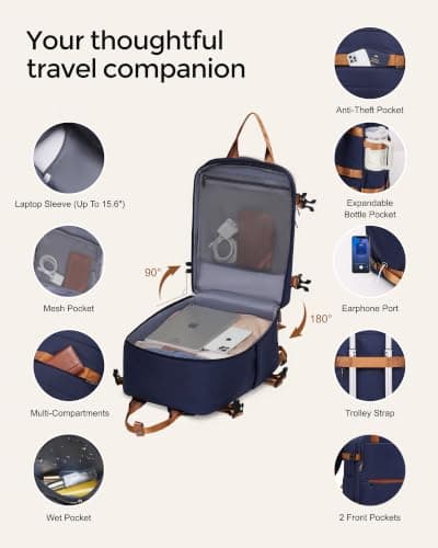 COOLIFE 55×35×20 Cabin Suitcase + 40x30x20cm Ryanair Cabin Bag EasyJet Set — view 6