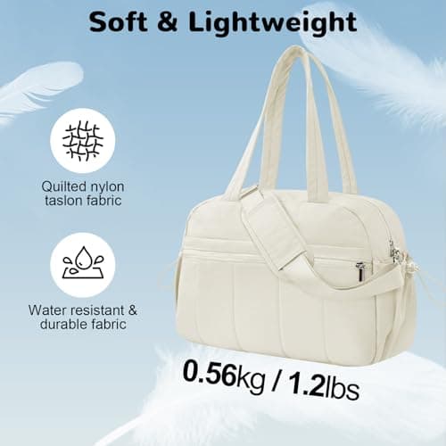 Outplea Womens 20L Gym Bag with Wet Pocket, 40x30x20 Travel Bags Underseat Cabin for Ryanair, Carry on for EasyJet, Small Overnight Weekender Holdall, White — view 5