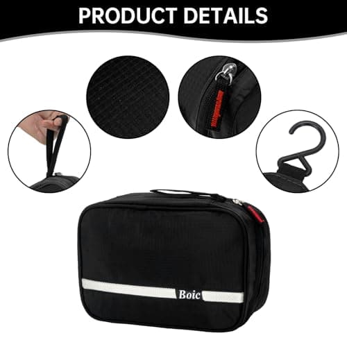 Boic Hanging Toiletry Bag Mens, Mens Washbag, Wash Bag for Men Women, Black — view 2