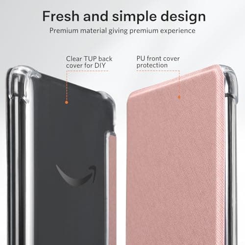 CoBak Case for 6" Kindle 11th Generation 2024 and 2022 - Ultra Slim Lightweight Transparent Clear TPU Back Shell Protective Cover with Auto Wake/Sleep for Kindle, Rose Gold — view 3