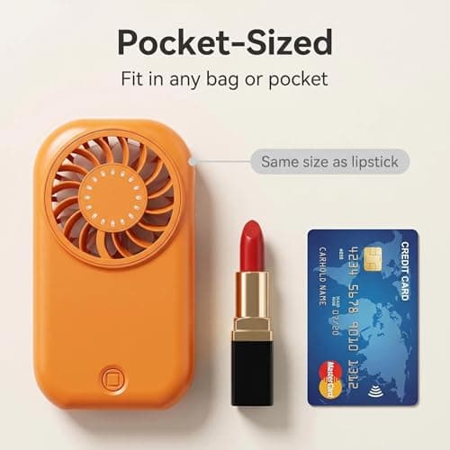 Mtbricey Mini Handheld Fan Portable USB Rechargeable 4 Speed Small Pocket Fan Ultra Light 55g Quiet Personal Fan for Travel Office Outdoor (Orange) — view 2
