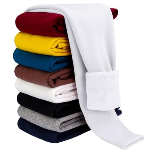VilyR Girls' Fleece Lined Leggings Cotton Kids Warm Pants,White,3-4Y — view 3
