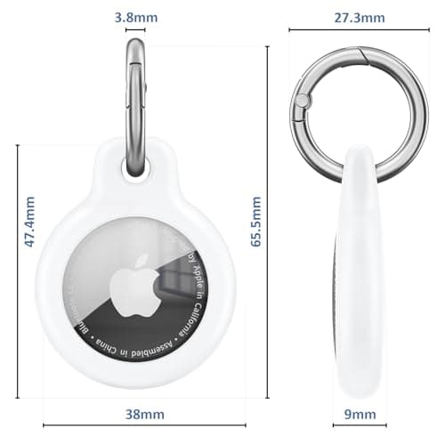 Air Tag Holder Air Tag Silicone Case, with Keychain, TPU Case for Air Tags Keyring for Keys, Bags, Luggage, Pet Collar, Anti-Lost and Scratch-Resistant, Fully Covered (White) — view 4