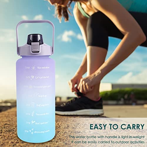 Water Bottle, 2L Motivational Fitness Sports Water Bottle with Straw&Time Maker, BPA-Free Leak-proof Sports Water Bottle Portable Drink Bottle Drink Jug for Gym/Running/Cycling/School/Office (purple) — view 5