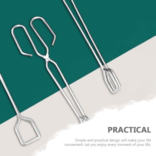 HOMOCONO BBQ Tong Sturdy Silver Barbecue Clip with Square Head Stainless Steel Outdoor Lightweight and Easy to Store Barbecue Charcoal Tong for Home Travel and Camping for Charcoal — view 6