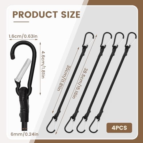 4Pcs 30cm Bungee Cords with Hooks Durable&Stretchable Bungee Straps — view 2