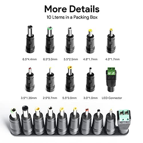 KFD Universal 15V DC Power Supply 5.5x2.1mm with Multi connector 5.5x2.5mm 3.5x1.35mm 4.0x1.7mm 4.8x1.7mm 5.5x3.0mm 6.5x4.4mm AC 100-240V UK cable Converter to 15 volts 4A 3A 60W Transformer — view 2