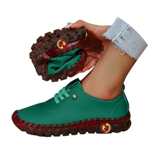 Walking Shoes for Women UK Womens Trainers Waterproof Non Slip Walking Shoes Lightweight Soft Wide fit Running Sneakers Casual Orthopedic Shoe Lace up Sneaker for Tennis Gym Tennis Blackish Green 7 — view 3