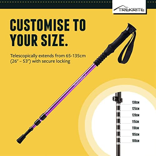 Trekrite Premium Walking Poles Set for Women, Anti Shock Adjustable Hiking Sticks for Ladies, Reliable & Strong Aluminum Trekking Poles with Accessories from a UK Based Company - Purple — view 5