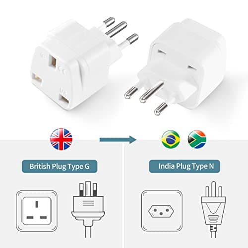 LUKELI 4 Pack UK to BRAZIL Plug Adapter Travel Plug to Brazil UK to Brazilian 3 pin plug Converter Power Adapter for BRAZIL and PARTS of South Africa (White 4 Pack) — view 3